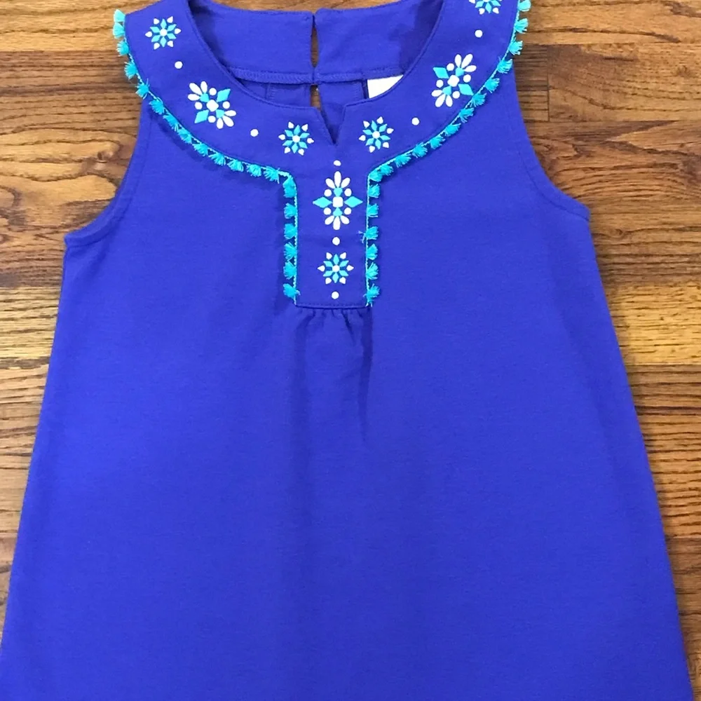 Girls Gymboree Blue & Teal Green Dress Size Medium 8 - 10 Cotton Polyester Spand